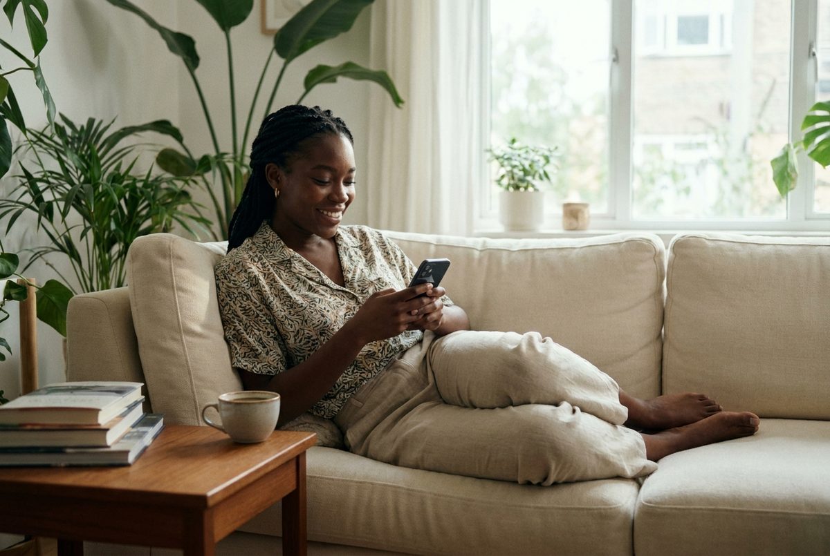 Customer booking a service on her phone